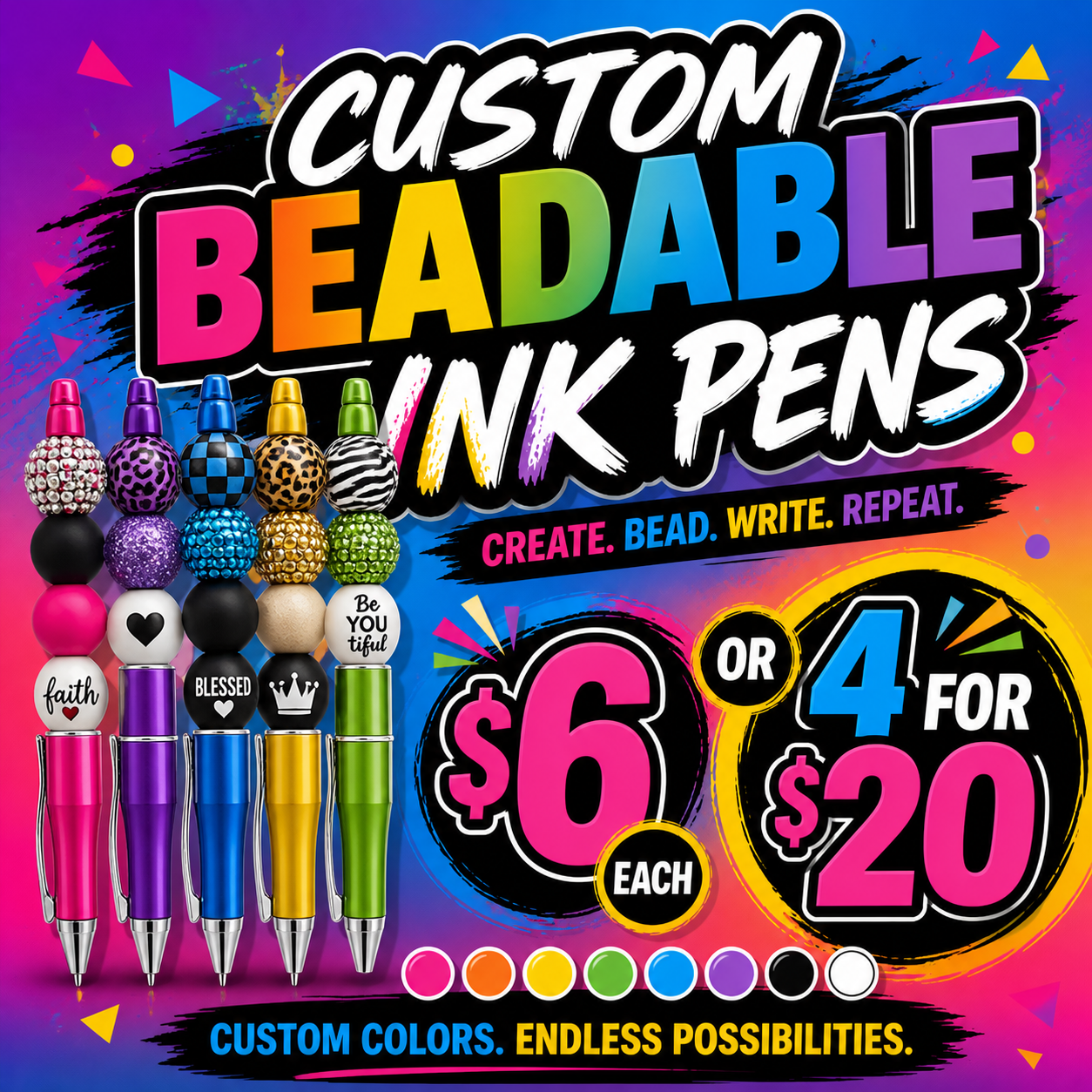 Custom Beadable Ink Pens